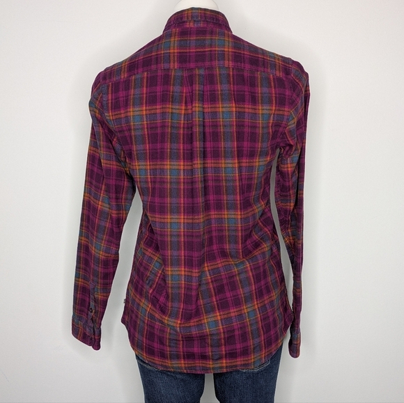 Toad & Co Purple Orange Blue Plain Long Sleeve Cotton Button Up S - Picture 5 of 8